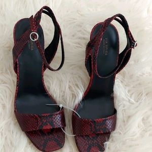 Via Spiga Snakeskin Leather Strappy Sandals